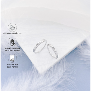 Nhẫn Đôi Bạc Blue Peach Nhịp Tim V2 ND252