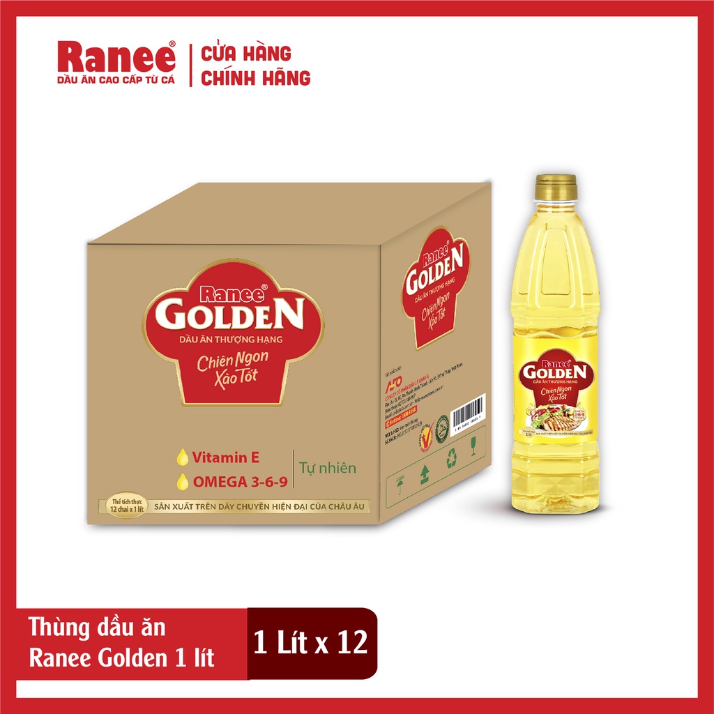 Thùng dầu ăn Ranee Golden 1 lít (1 lít x 12 chai)