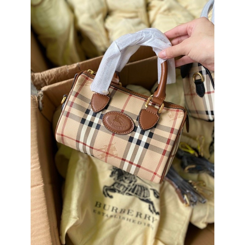 Túi trống mini B.b.ri caro phối nâu