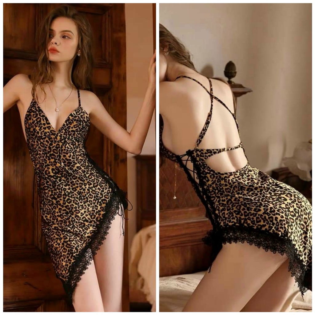 Váy ngủ sexy, Đầm ngủ sexy lụa Satin Chất Siêu Mát Dáng Siêu Xinh &lt;60kg