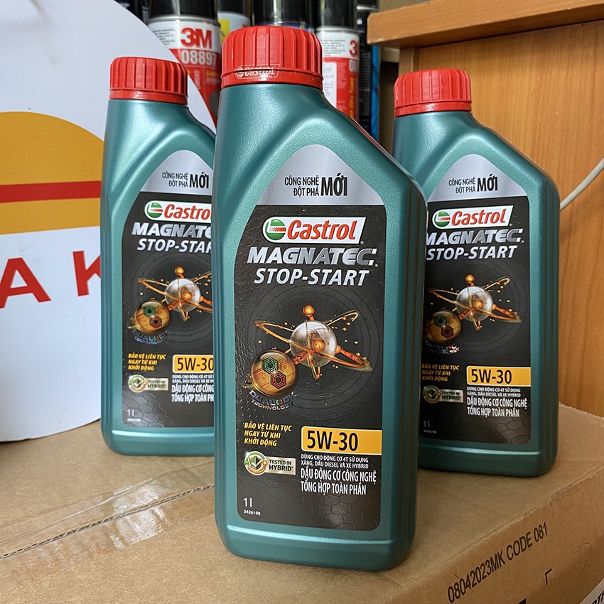 Dầu nhớt ô tô 5W30 Castrol Magnatec chai 1l: nhớt ô tô Castrol tổng hợp toàn phần cho máy xăng, dầu diesel và xe hybrid