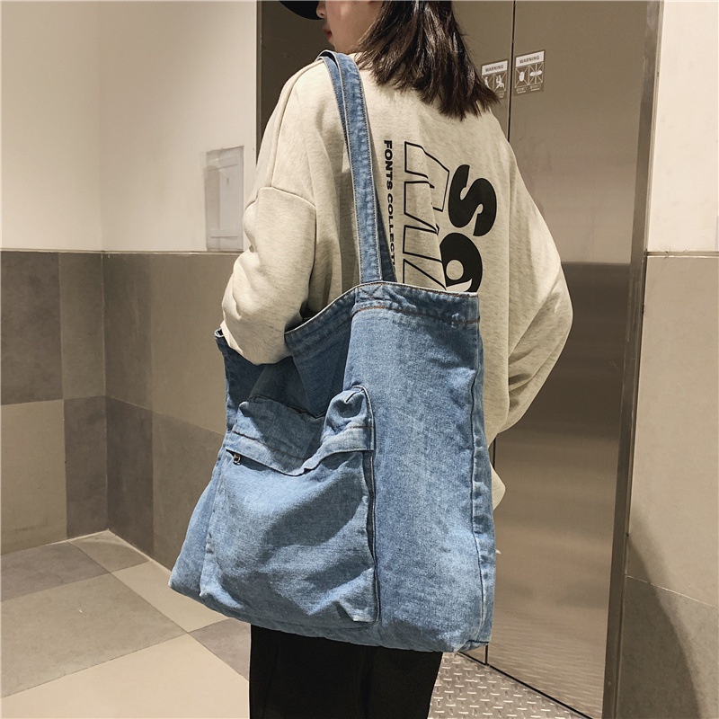 Túi Xách Denim Canvas Cỡ Lớn 2022 Thời Trang Cho Học Sinh