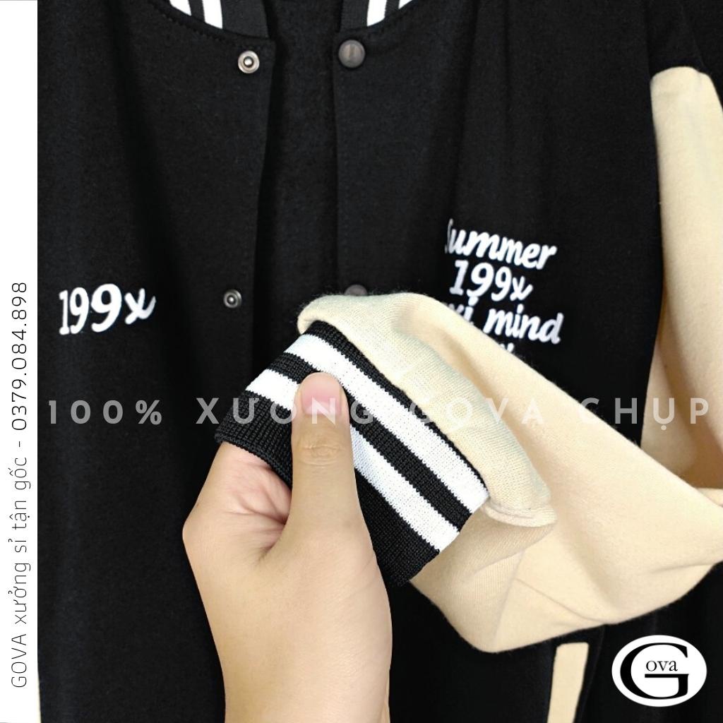 Áo Bomber nỉ 199X Ulzzang form rộng Unisex áo khoác nỉ bông GOVA