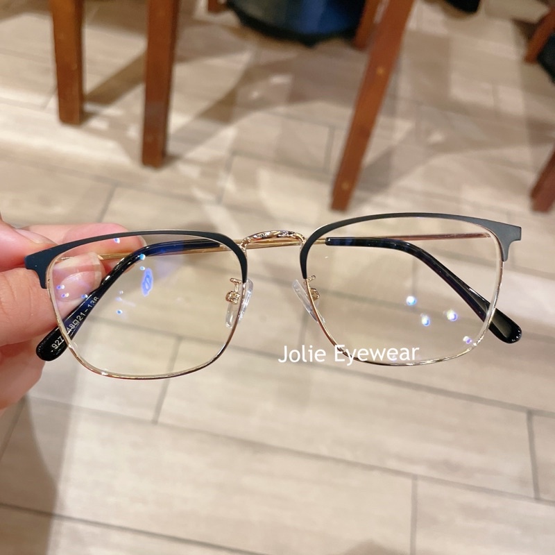 Kính không độ, gọng kính cận kim loại vuông bầu thanh mảnh nam nữ Jolie eyewear 9279 - Lắp cận theo yêu cầu