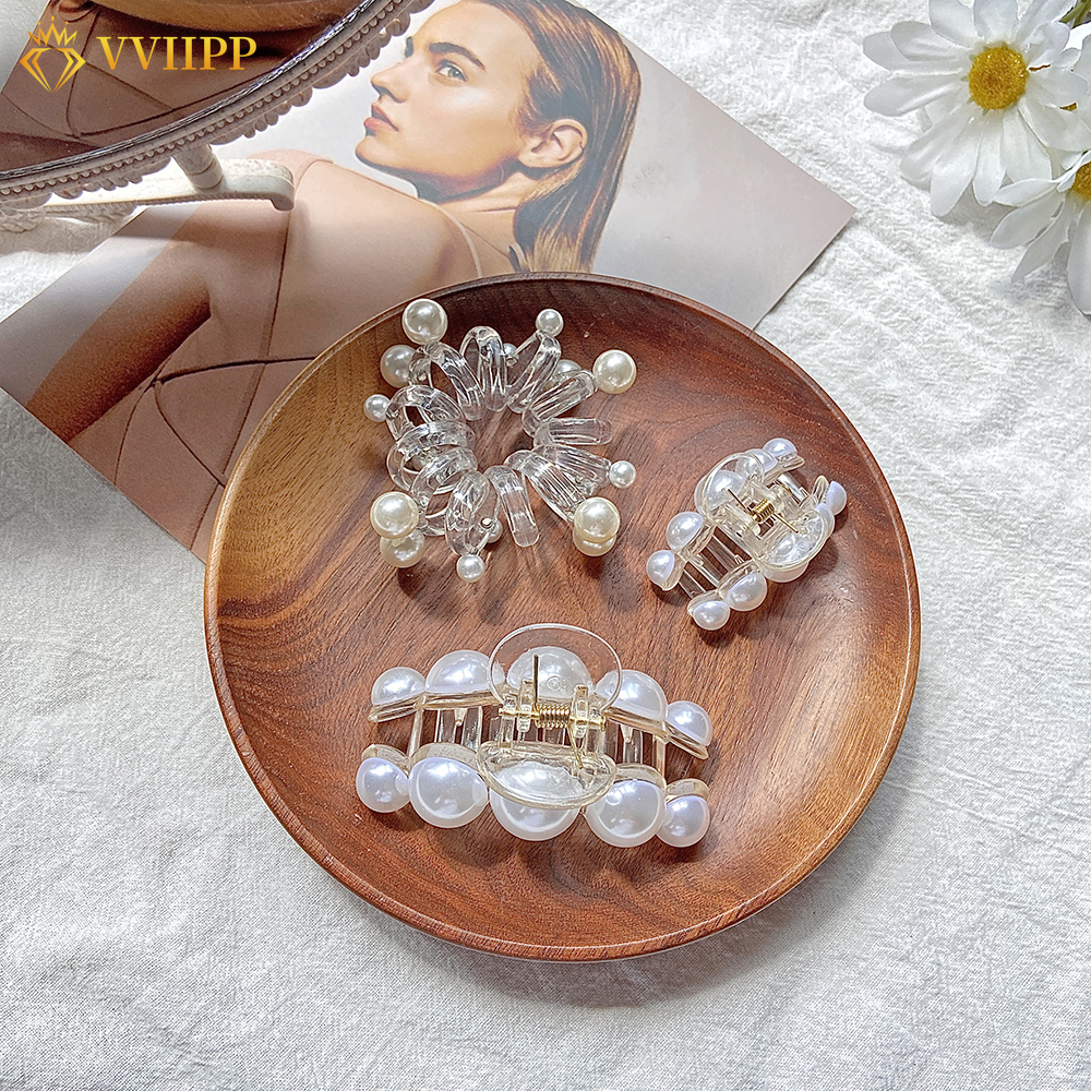 Set kẹp tóc/dây buộc tóc đính hạt ngọc trai đơn giản thời trang nữ tính