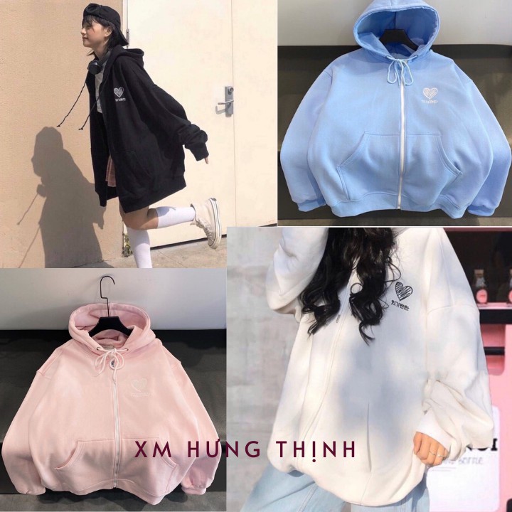 áo khoác nỉ nữ form rộng, áo hoodie in trái tim 0100 | BigBuy360 - bigbuy360.vn