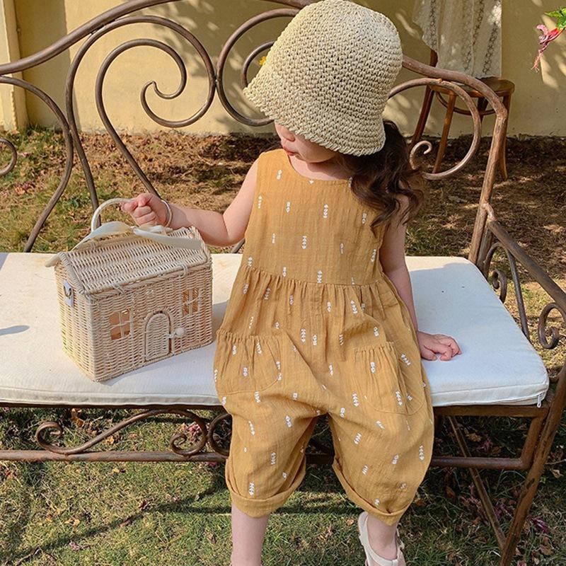 Bộ Áo Liền Quần Sát Nách Dáng Rộng Trẻ Trung Phong Cách Hàn Quốc Cho Bé Gái