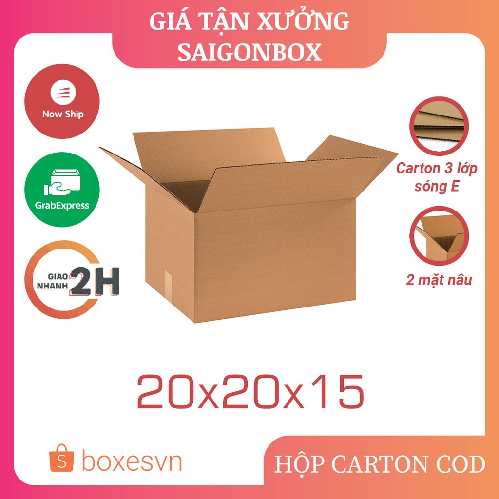 Combo 20 thùng hộp carton size 20x20x15 cm để đóng gói hàng hóa