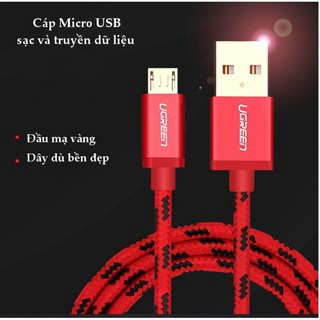 Cáp Sạc Micro USB to USB 2.0 Ugreen 40457 US247 (dài 1M đầu mạ vàng,dây bọc dù)