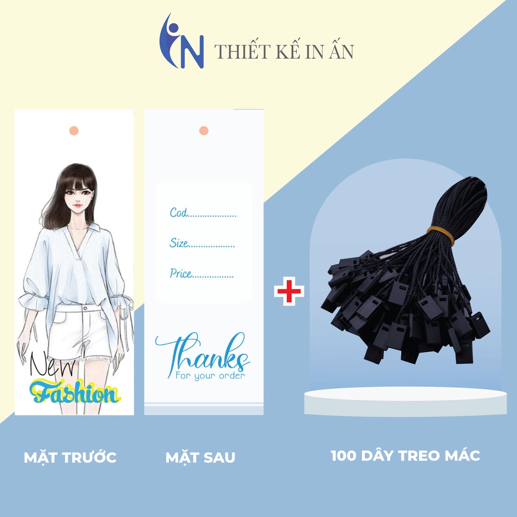 Mác quần áo 100 mác + 100 Dây Treo Thẻ Bài - Dây Dù Xâu Tag (Mác) Quần Áo