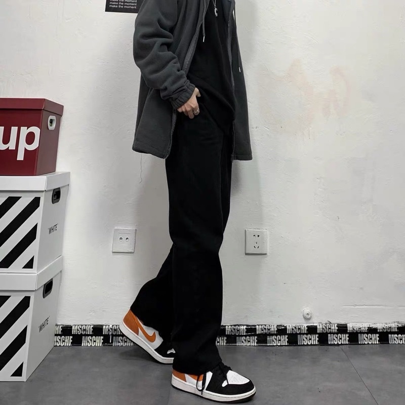QUẦN BAGGY NAM ỐNG XUÔNG RỘNG TRẮNG & ĐEN UNISEX PHONG CÁCH HÀN QUỐC