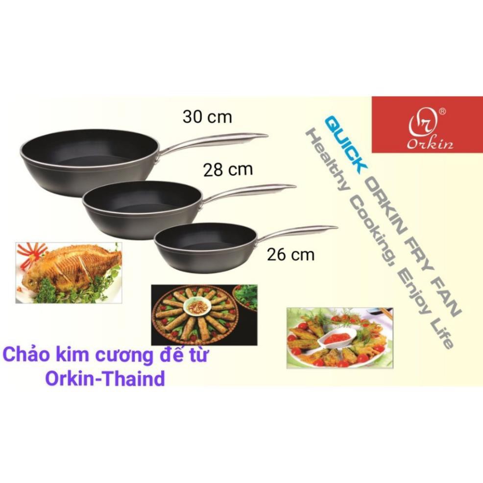 Chảo rán kim cương sâu lòng đáy từ Orkin 26CM-28CM-30CM, nhập khẩu Thái lan, siêu chống dính theo tiêu chuẩn EU