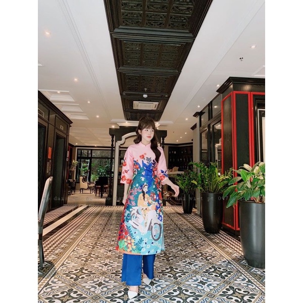 Áo dài cách tân 🎀LINLEE🎀 Áo dài tafta cao cấp đẹp sang chảnh. hàng thiết kế hoa tiết sác nét