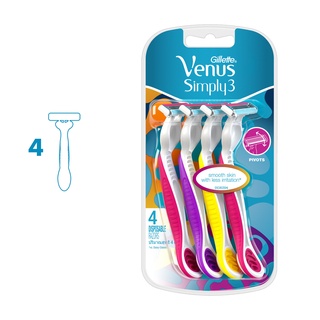 Dao Cạo Dành Cho Nữ GILLETTE Venus Simply (vỉ 4 cây) - Giao màu ngẫu nhiên