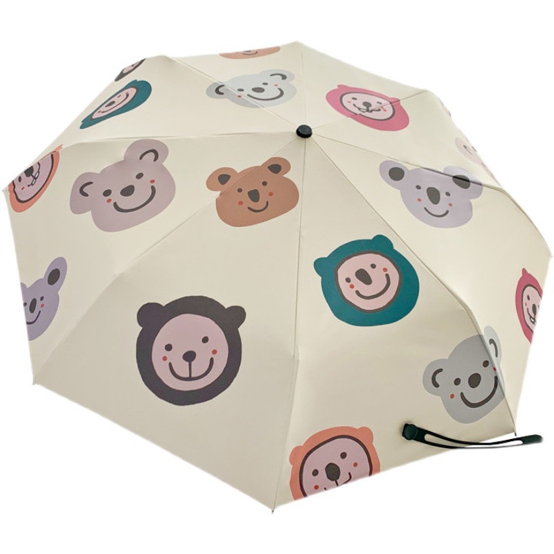 Dù Xếp Tự Động Chống Tia UV Bằng Nhựa Màu Đen In Hình Gấu Koala Dễ Thương Sự Bảo Vệ