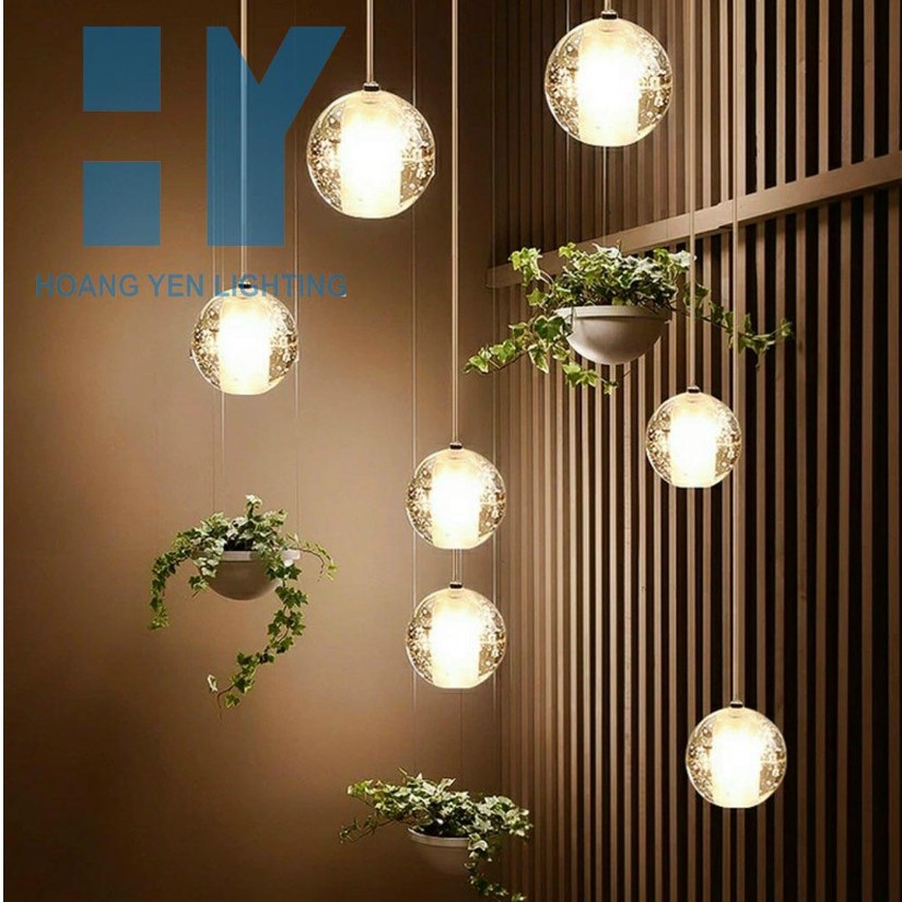 ĐÈN THẢ GIỌT NƯỚC PHA LÊ - ĐÈN THẢ THÔNG TẦNG ( ĐÃ BAO GỒM BÓNG LED G4 )