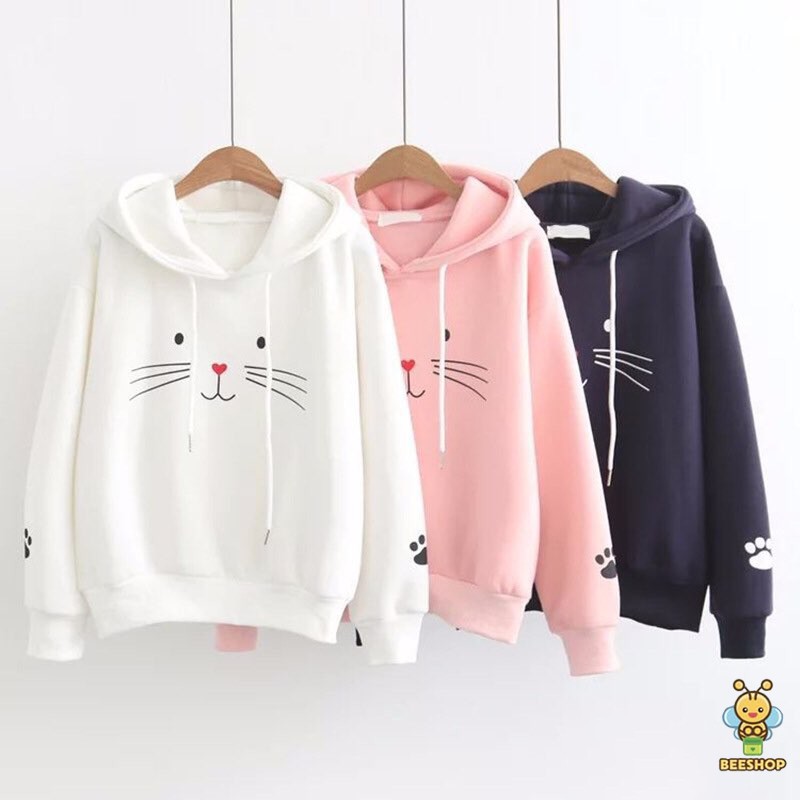 Áo hoodie cho bé gái có mũ thời trang trẻ em thu đông size đại BEESHOP D20074