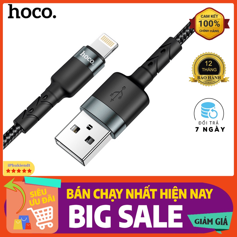 Cáp sạc iphone dài 2m sạc nhanh 2.4A chính hãng Hoco SU99 - Bảo hành 12 tháng