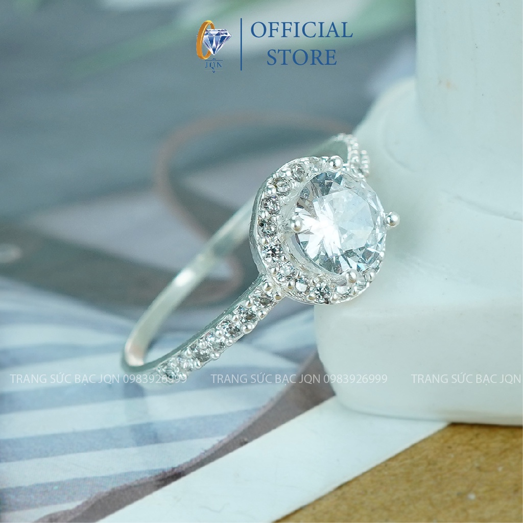 Nhẫn Bạc Nữ JQN Nhẫn Mặt Đá Tròn Trẻ Trung N88