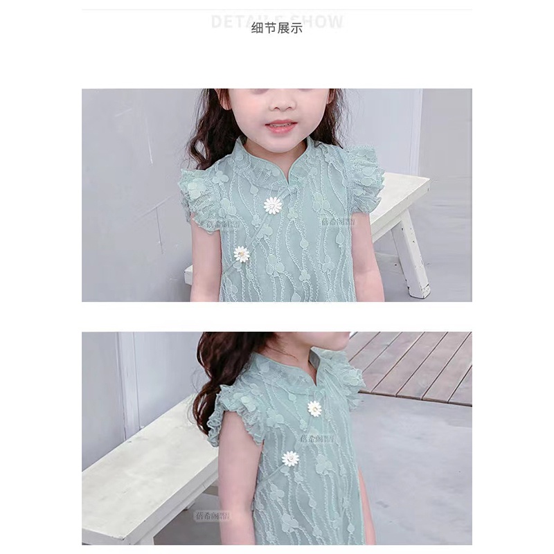 Đầm sườn xám phối ren xinh xắn cho bé gái năm mới