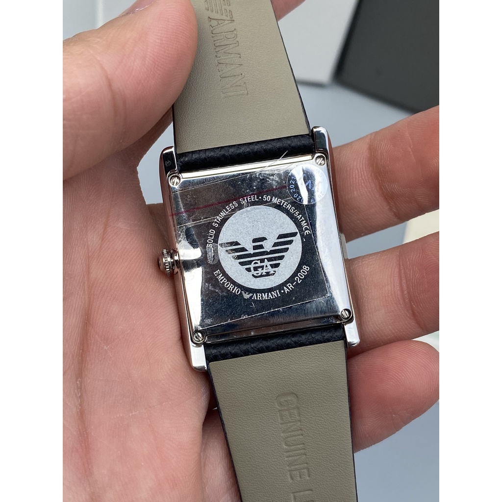 Đồng hồ Nam thời trang Armani dáng tank, dây da cao cấp