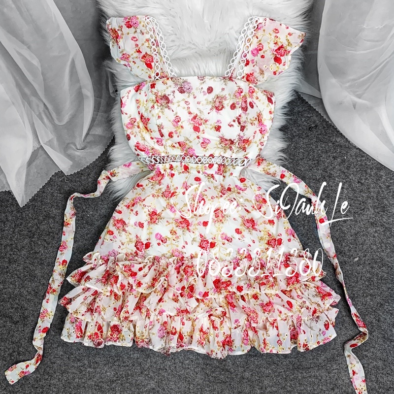 Đầm cánh tiên HOA thiết kế , bo chun eo cực tôn dáng size S ; Mã_960( Ảnh chụp sàn thật 100%)
