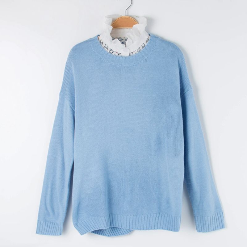 Áo Ren Cổ Cao Phối Bèo Nhún Giả Cổ Đứng Thanh Lịch Có Thể Tháo Rời Cho Nữ