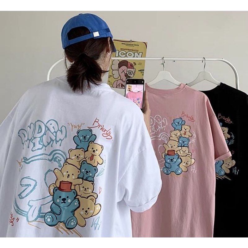 Áo thun tay lỡ nam nữ, áo phông unisex form rộng chất cotton mát mịn thấm hút mồ hôi hình pdr