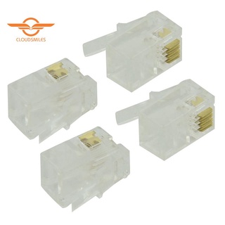 Set 100 Đầu Nối Jack Cắm RJ9 4P4C Trong Suốt Chuyên Dụng
