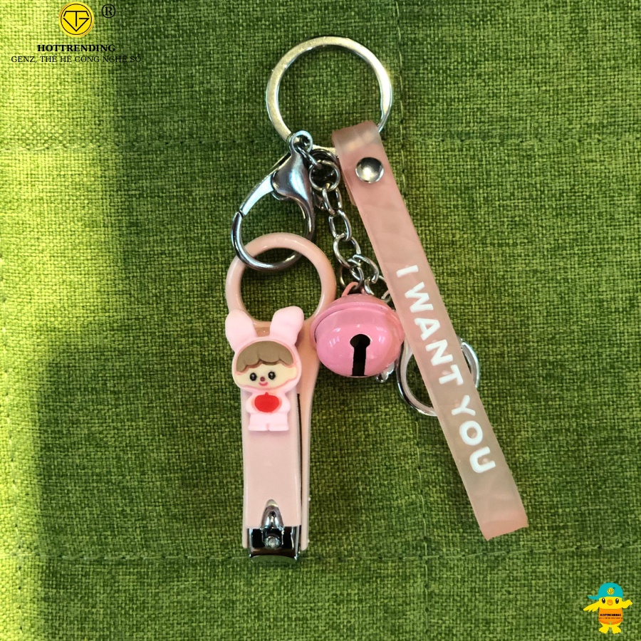 Móc khóa kèm bấm móng tay cute, tiện lợi móc balo, túi xách phụ kiện