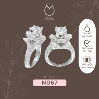Nhẫn nữ Bạc Ý S925 cao cấp ổ xoàng VIP hột mỹ nhân tạo cao cấp Mã N067