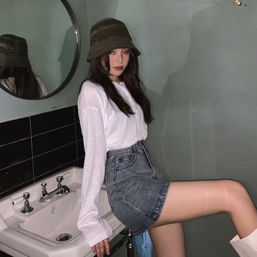 Chân váy jean Dáng Chữ A Lưng Cao Thiết Kế Mỏng Năng Động Thời Trang