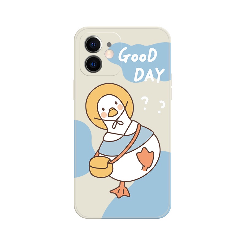 Ốp iphone Vịt Yêu Đời Good day cạnh vuông ip 6/6s/6splus/7/7plus/8/8plus/x /xs/11/12/pro/max/plus/12promax- e56