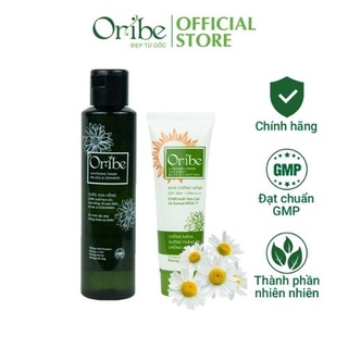 Combo Kem Chống Nắng Nâng Tone Oribe Dưỡng Trắng Và Toner Nước Hoa Hồng Cho Da Mụn Thu Nhỏ Lỗ Chân Lông