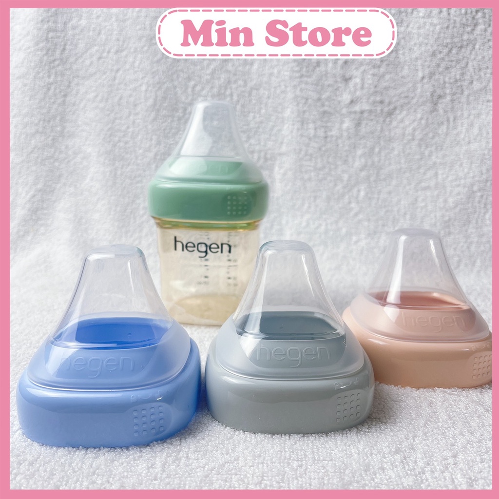 Cổ bình và nắp đậy núm ti hegen màu xanh- màu hồng màu ghi chính hãng tại Hà Nội, cổ bình hegen chính hãng