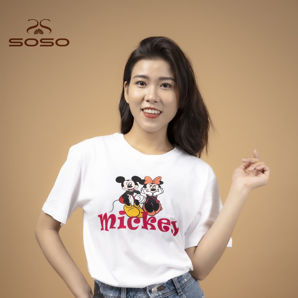 Áo thun cotton với họa tiết Chú Chuột Mickey với chất liệu 100% thun cotton cao cấp