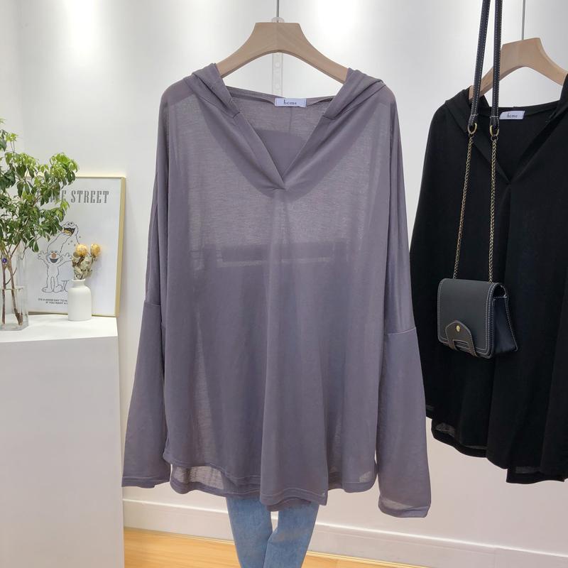 【Plus Size】(40-150kg) Áo Hoodie Tay Dài Mỏng Xuyên Thấu Dành Cho Nữ