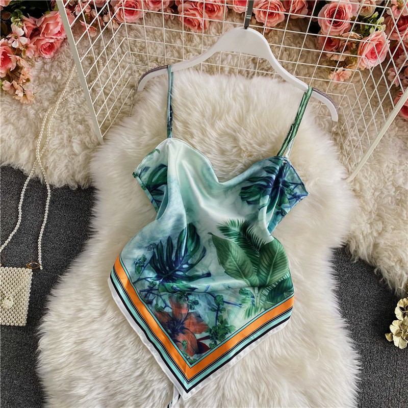 Áo yếm lụa hoạ tiết ❣️FREE SHIP❣️có đệm ngục, sang trọng, màu sắc tươi sáng | BigBuy360 - bigbuy360.vn