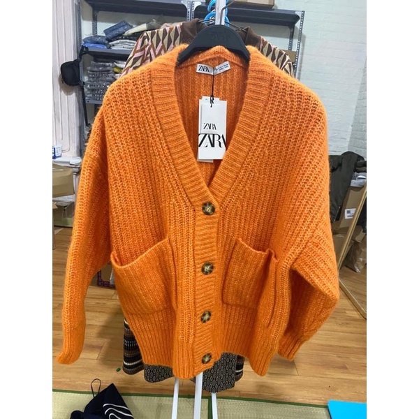 Áo len cadigan zara new tag màu carrot