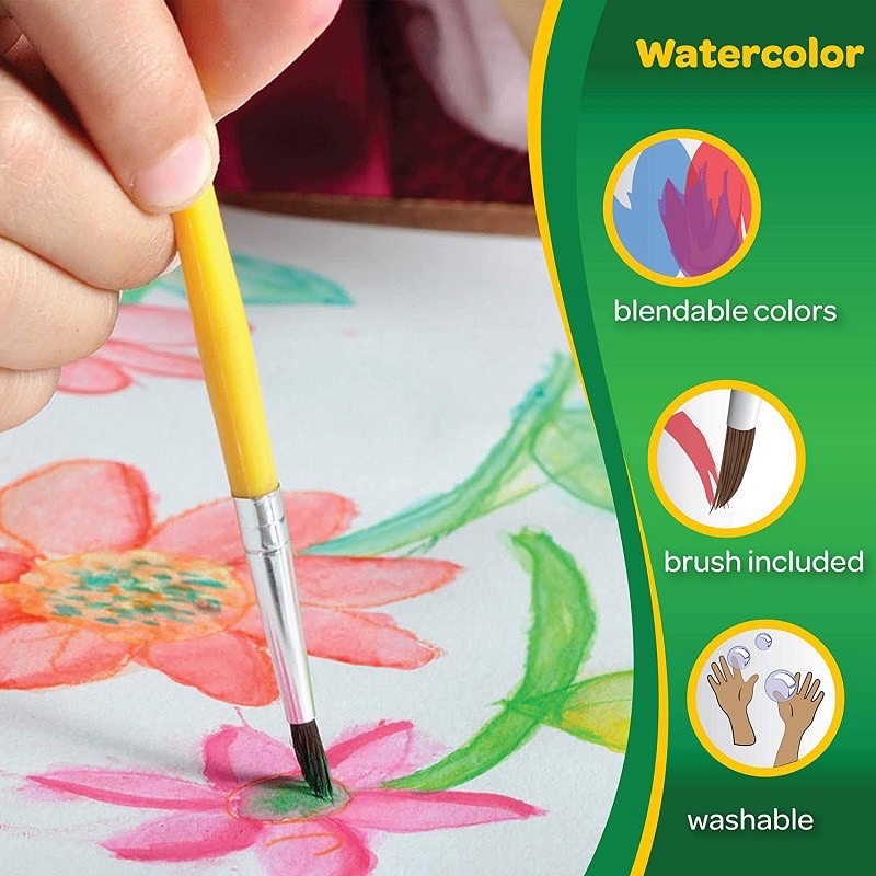 Bộ 16 và 8 màu nước Crayola kèm cọ dễ tẩy rửa - Crayola Washable Watercolors