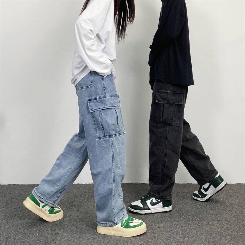 Quần Jean Ống Rộng Túi Hộp Kago Nam Nữ Unisex