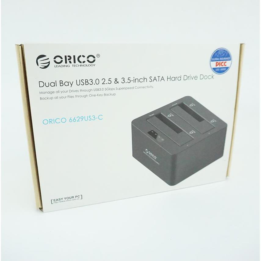 Dock ổ cứng,Đầu chép ổ cứng đôi Orico 6629US3-C new 2021