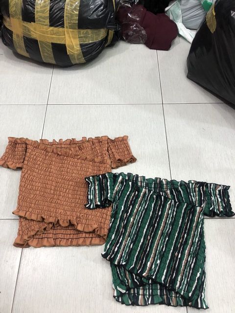 Áo voan đắp chéo bẹt vai
