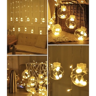 Đèn led dây trái banh thả rèm dài 4m 12 banh dùng trang trí tiệc, quán cafe, sân vườn