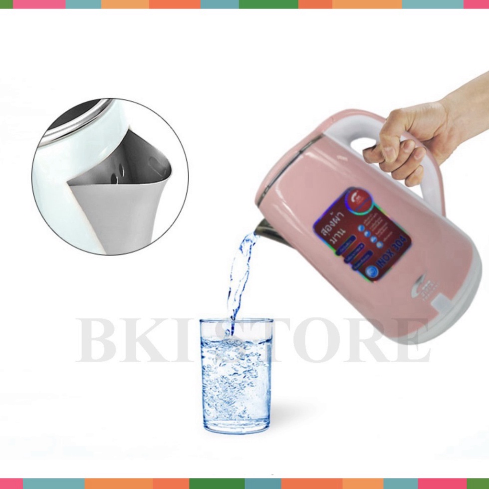 Ấm Siêu Tốc JIPLAI THÁI LAN Cao Cấp 2.5L 2 Lớp Cách Nhiệt, Ấm Đun Siêu Tốc 2 Lớp Loại Lớn, Nồi Đun Nươc Ti