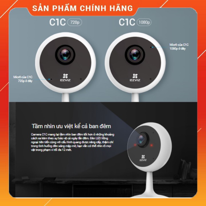 Camera IP Wifi EZVIZ C1C HD1080P Chính Hãng Bảo Hàng 24 Tháng