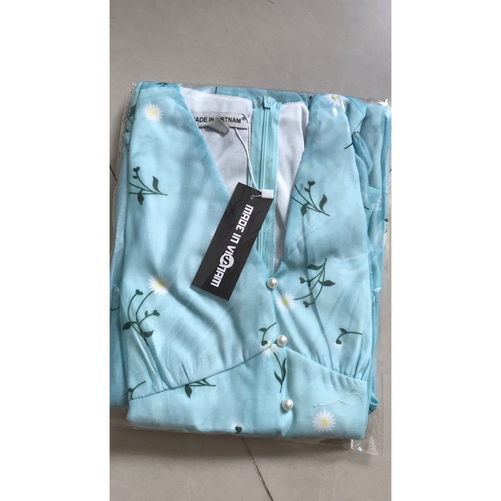 Đầm hoa phối ngọc tay bồng siêu xinh - Jena dress RE