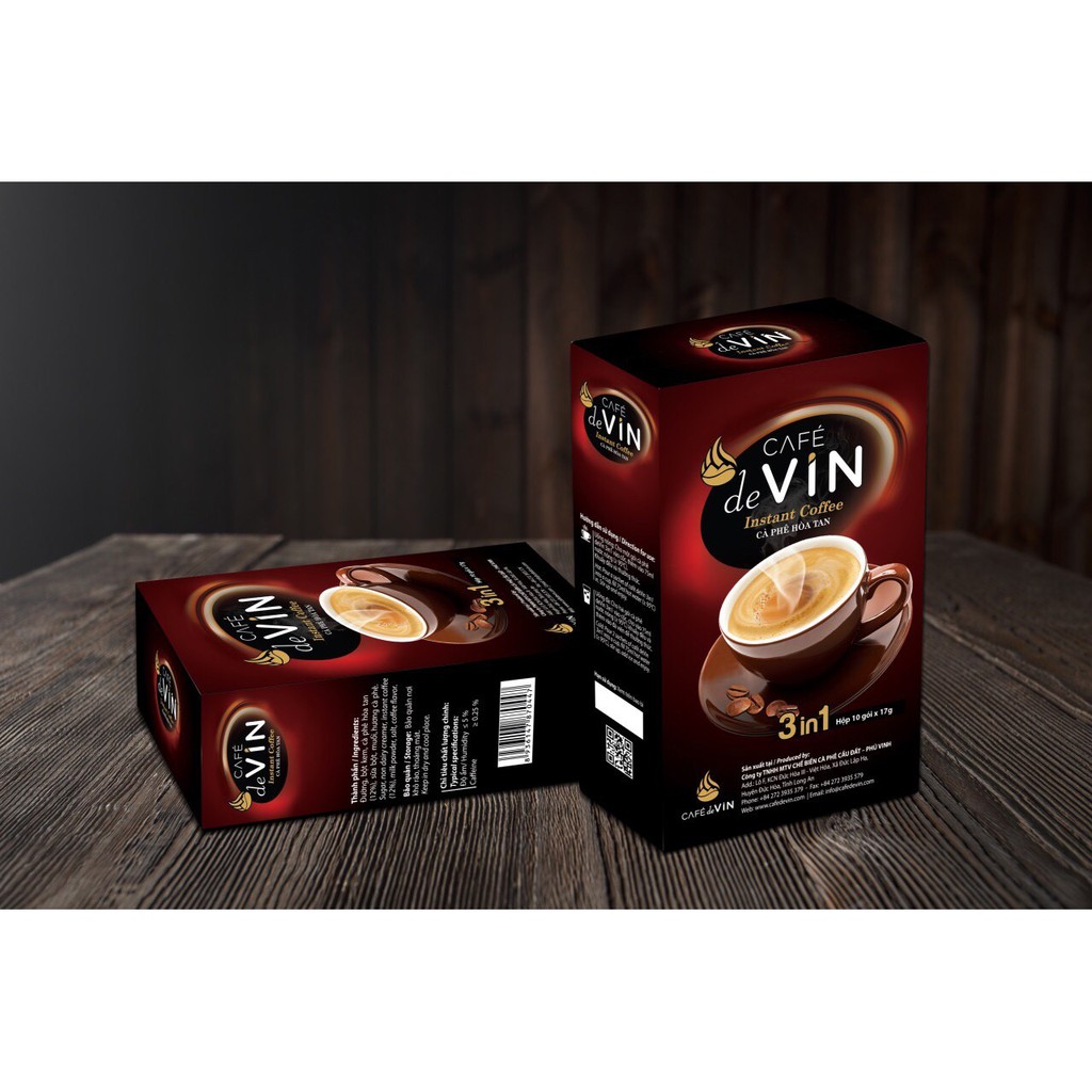 Cà phê sữa hòa tan Cafe de Vin 3 in 1 374g- 22 gói