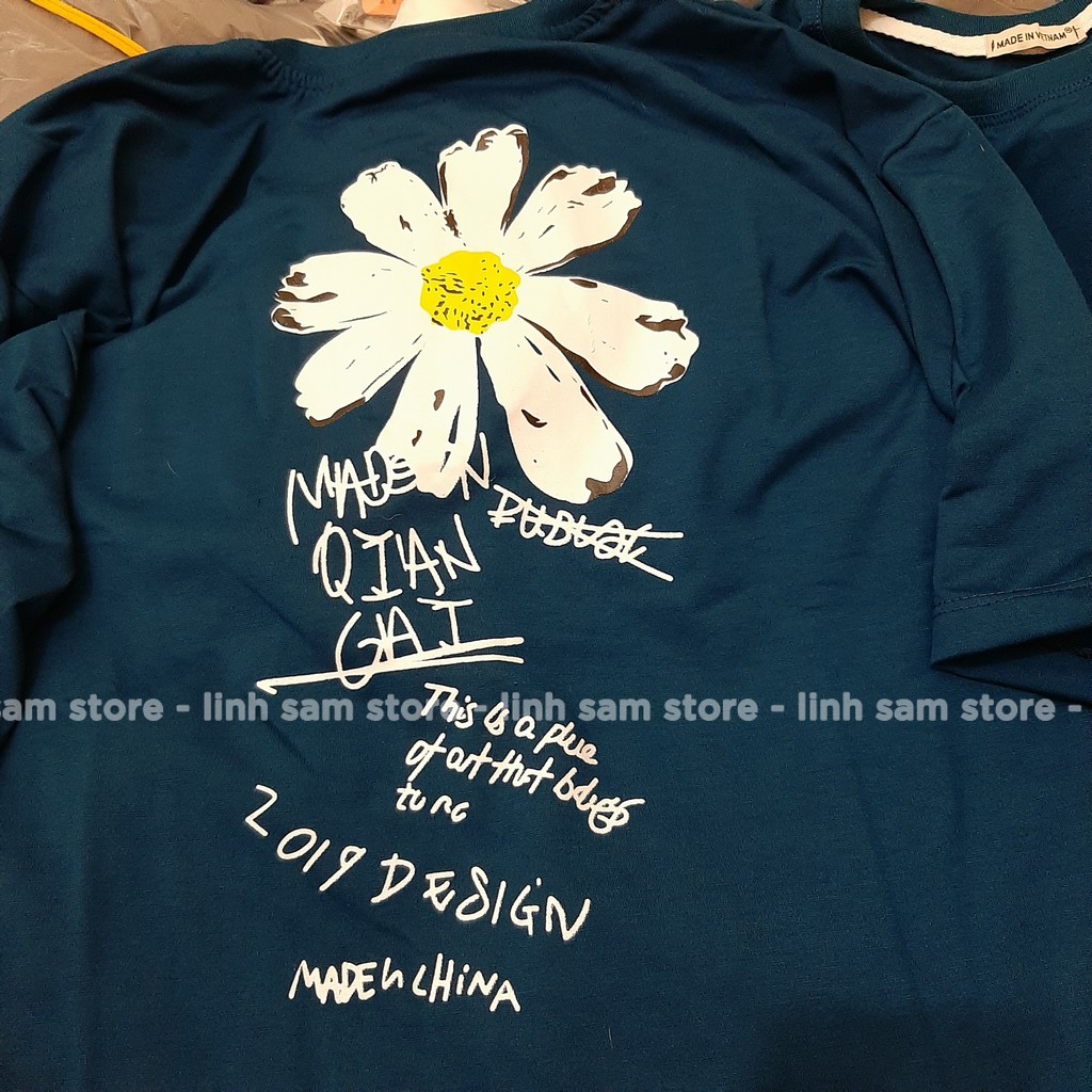 Áo thun tay lỡ nữ freesize phông form rộng Unisex, mặc lớp, nhóm, cặp in hình HOA CÚC CHỮ KÝ GD | BigBuy360 - bigbuy360.vn