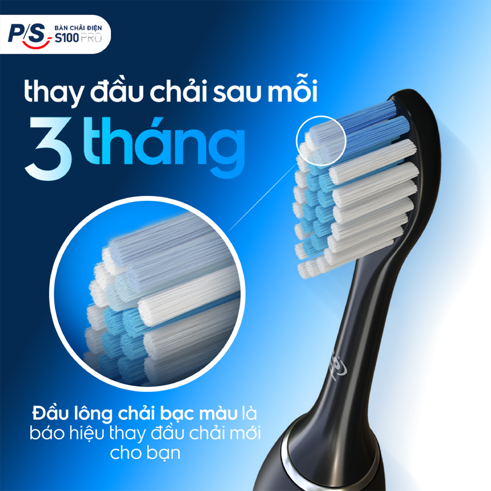 Bộ bàn Chải Điện P/S S100 PRO - Công Nghệ Sóng Âm, Chải Sạch Mảng Bám Tới 10X + Quà Sinh Nhật